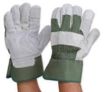 Gloves Heavy Duty Green Cotton/Leather Large